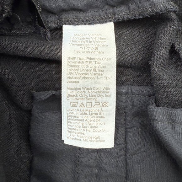 J.Crew Factory Women’s 16 Linen Blend Jumpsuit Black Cropped Wide Leg Belted - Picture 9 of 15